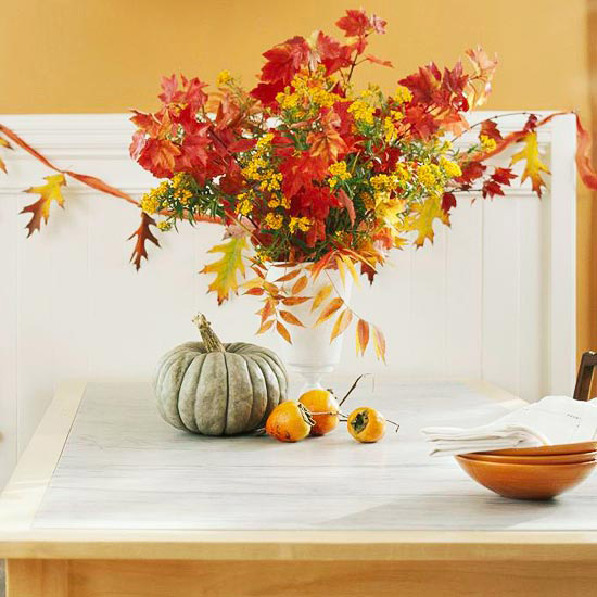 Blumen Girlande Dekoration-Herbst basteln-Kprbisse Arrangieren