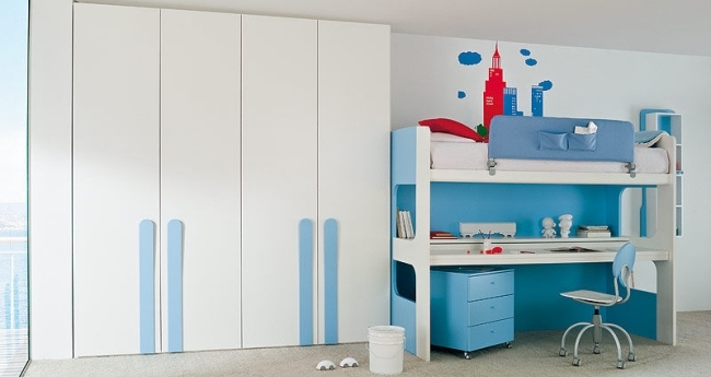 Clever Hochbett Mädchenzimmer-Jungenzimmer Lösungen-Homes Italienische Möbel