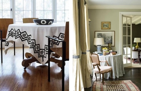 Geometrische Muster-Weiße Tischdecke-Herbst Wohnung Dekoideen