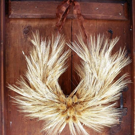 Getreide Kranz Weizen-Stroh dekoidee für die Haustür -Hubeisenförmig