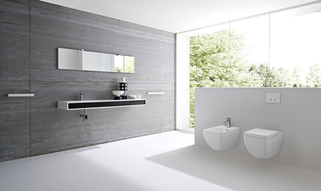 Giano Schwarze Wand Gestaltung-Ideen Bad-Waschbecken Handtuchhalter Korakril