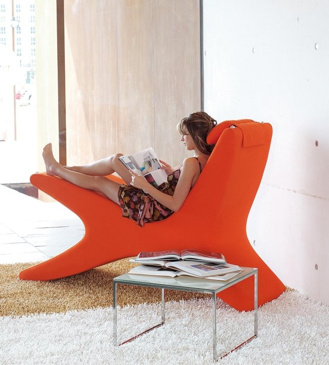 HIDE Lounge Sessel-Orange kräftige-Farben Möbelserie modern