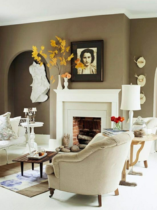 Wohnzimmer neutrale beige braune Farben