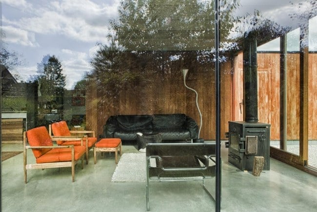 Holz Metall-Retro Möbel Kamin-Indoor Gepo-Haus großflächig Verglasung