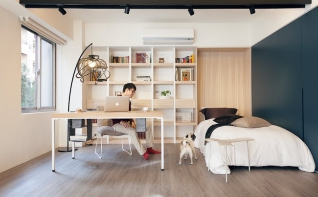 Home Office-Design Bett-Lichtleiste Einrichtungslösung Folk Design