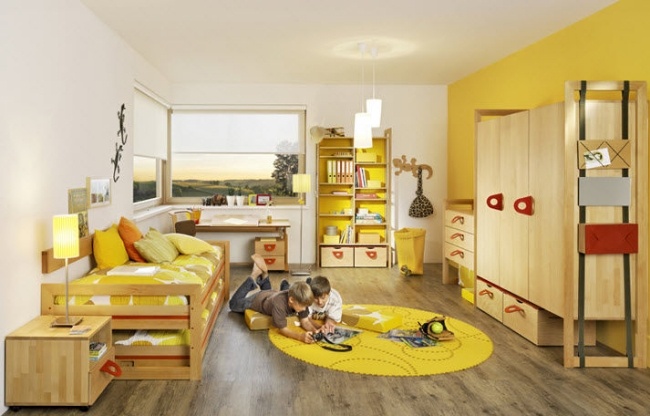 Kinderzimmer Bett Gästebett-Team 7 Safari Gelb Teppich
