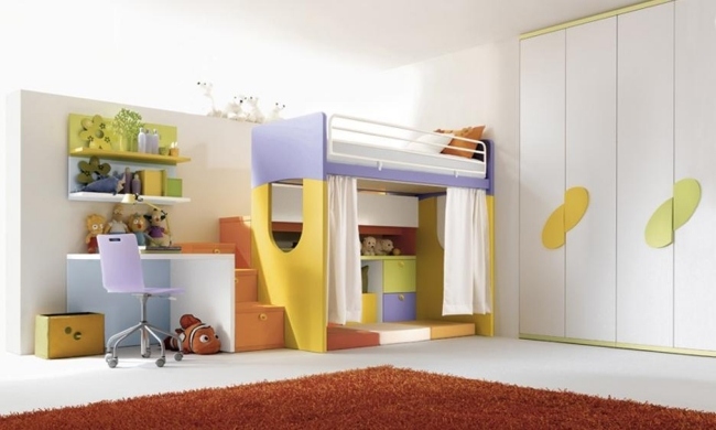 Kinderzimmer Hochbett mit Schrank-Doimocityline Möbeldesign