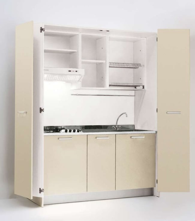 Küchenschränke kompakte Küche hell Beige Holz-Cronos-Corrazingroup