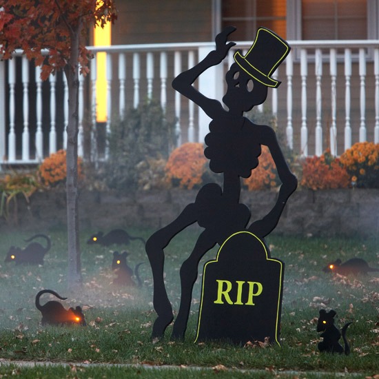 Lebensgroße Figuren Umrisse-Gartendeko Halloween-Selber Basteln-Skelett Grabstein