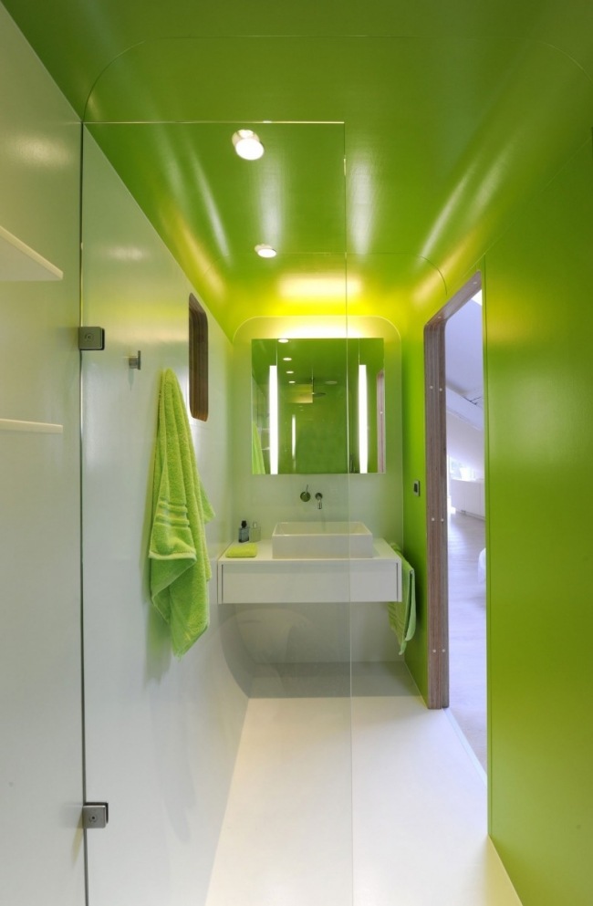 Limetten-Grün Beleuchtung Wandfarbe-Badezimmer Glas Trennwand
