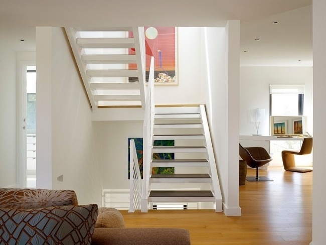 Loft-Stil Wohnung-Home Office-Treppenhaus-offen Plan Fußboden Holzbelag