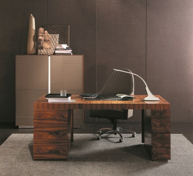 Schreibtisch Holz Möbel Lederstuhl