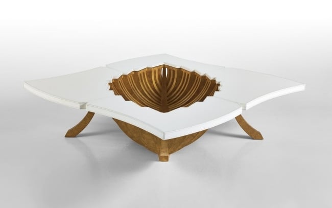 Modern Tisch Design-Sicis Noce-Tavolino Weiß Tischplatte Holzfuß