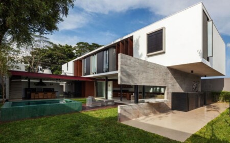 Moderne Architektur-Brasilien Betonbauten-Naturstein Verkleidung Außenwand