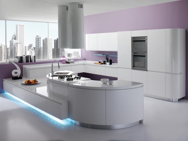 Moderne Küchen-Lösungen Beleuchtung-Integriert SEVEN weiß-lila