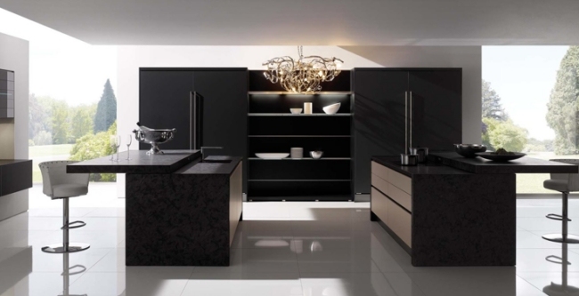 Modernes Wohn Lebenskonzept-Küchengestaltung-exklusive Möbel-Design Kronleuchter