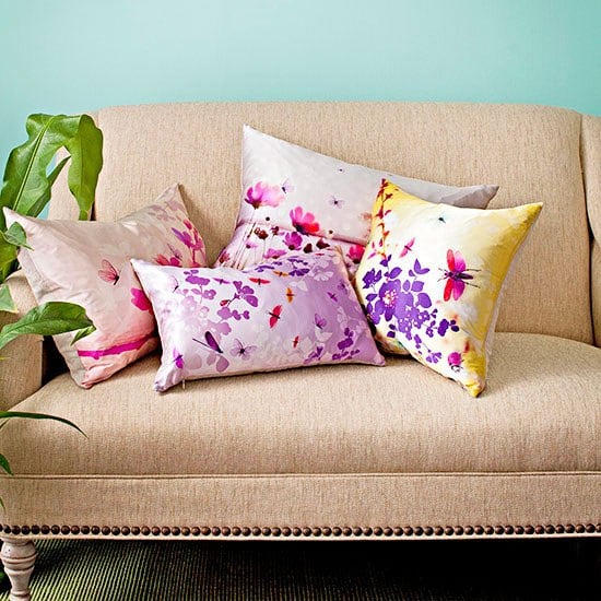 Natürliche Motive-Kissen Schmetterlinge-Beige Sofa Zimmerpflanze