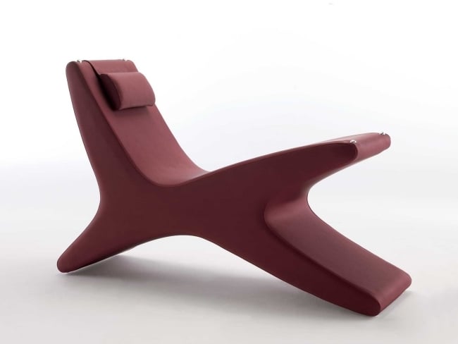 Originelle Möbel Design modern-Chaiselongue dunkel-rot x-förmig