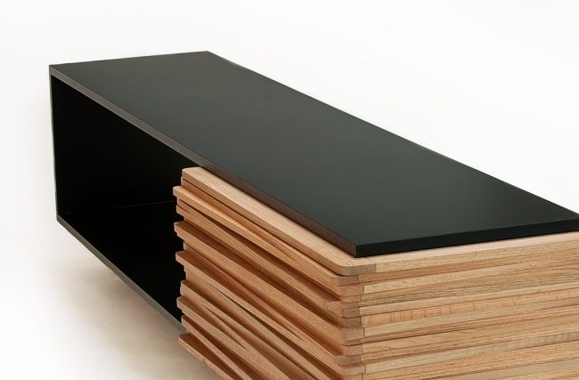 Raffinierte Holzmöbel-schwarz Lack Sideboard Design Walnuss Esche