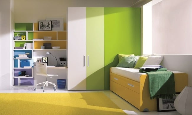 Kinderzimmer Einrichtung grüner Schrank Design
