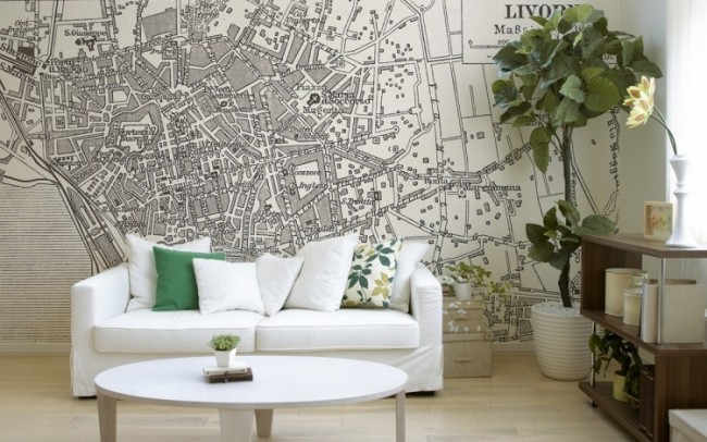 Retro Möbel-Einrichtung Wandgemälde Verkleidung -Stadt Landkarte