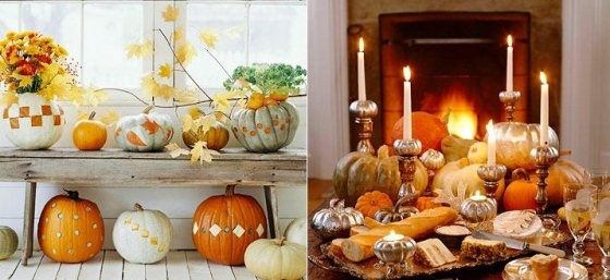 Romantische Kürbis Deko-für den Tisch-Herbst Halloween-Kerzenständer