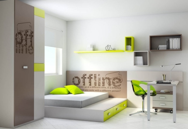 Ros Möbel Teenager-Zimmer Bett-Gästebett Akzente Limettengrün