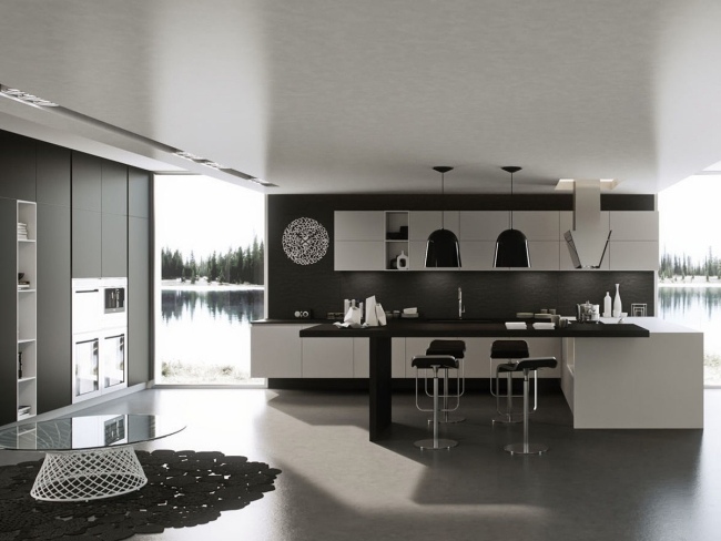Schwarz Weiße Matt-Glas Küche Karisma Einrichtung Qualität-Arrital Franco Driusso