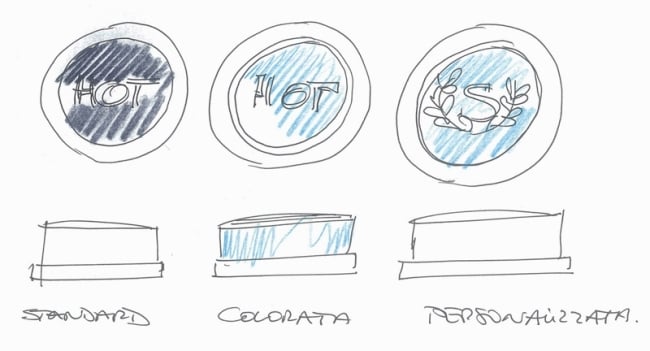 Skizze Wasserhahngriff-kalt heiß Initiale-Zuccheti Design
