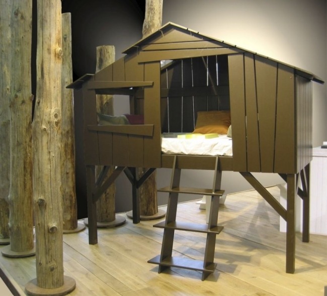 Spielbett-Kinderbett auf Stelzen Holz-Zelt-modern Design Ideen-mathy by bols