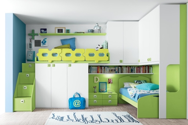 Spielbett für Kinder-Battistella grün Limetten-Nuancen Idea-15 Modell