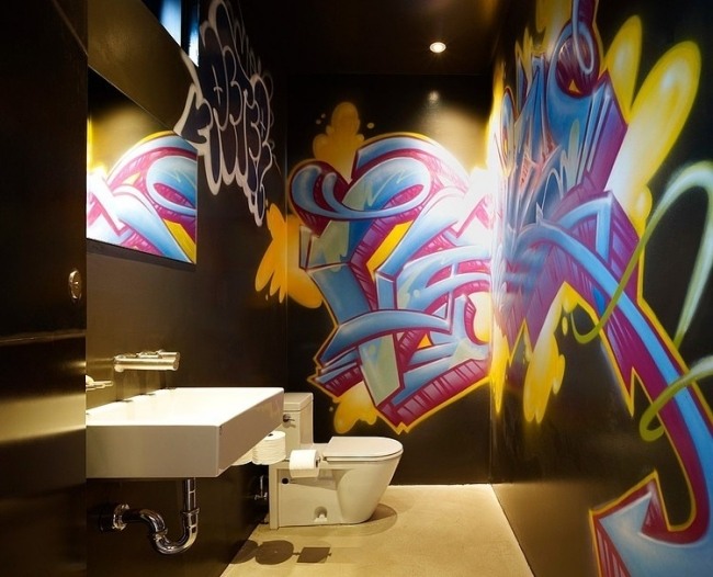 Toilette Design-Wände Graffiti-Venice Ferienwohnung Beleuchtung