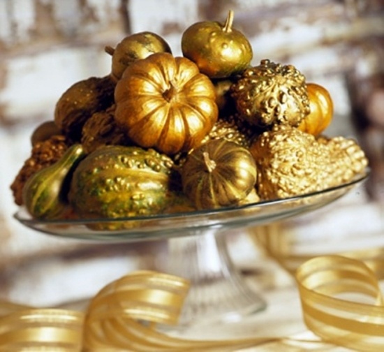 Tolle-Dekoration Tischset Herbst Halloween-Kürbisse Gold-Optik