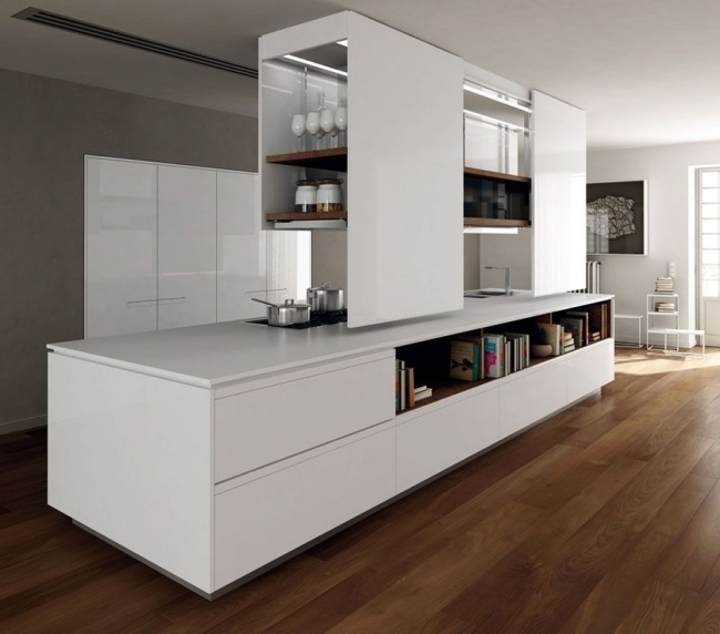 Weiß Lack-Küche-Holz Prima Binova-Italienische Möbel Holzboden Belag