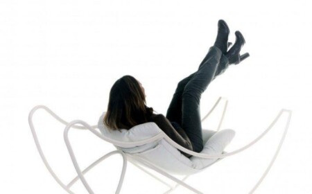 Weiß Metallgestell Relaxmöbel-Schaukelsessel modern