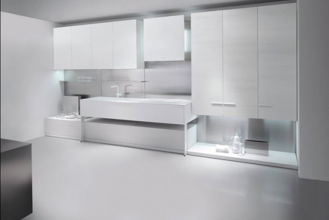 Weiß minimalistisch Küche Design-Scic integrierte-Beleuchtung System30 Sempione 