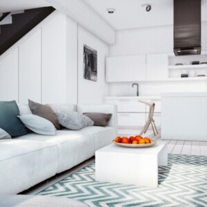 Wohnzimmer Einrichtung weiße Farbe Polstermöbel Einbauschränke