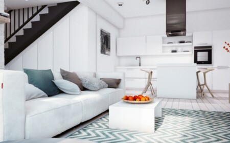 Wohnzimmer Einrichtung weiße Farbe Polstermöbel Einbauschränke