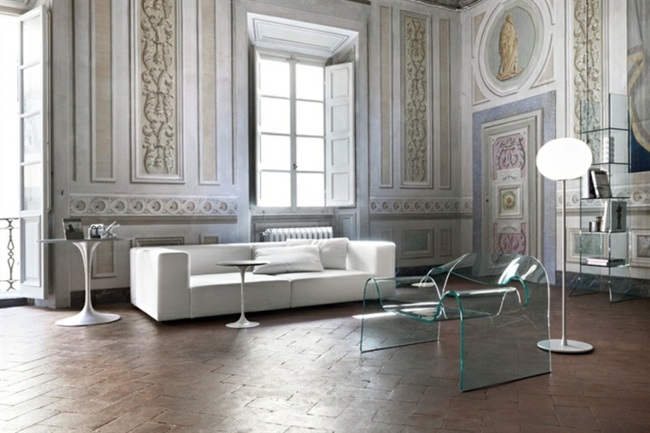  Glas Stuhl klassische Wandpaneele weiß Sofa