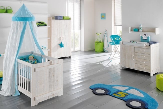 babyzimmer ideen gestalten möbel Europe Baby holz blau grün