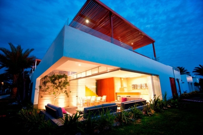 bedeckten sitzbereich casa seta designer wohnhaus mit dachterrasse