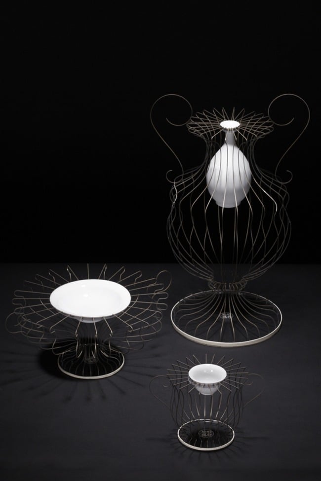 designer vasen schalen porzellan edelstahl lin wei-teng