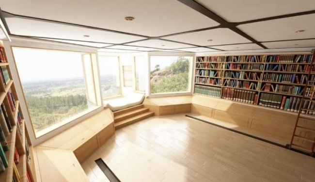 hellholz naturmaterial ideen für modernes haus bibliothek