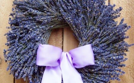herbstkranz ideen lila farbe pastell lavendel deko schleife flieder