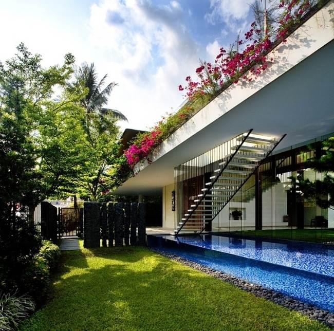 innenhof pool tangga luxus familienhaus von guz architects