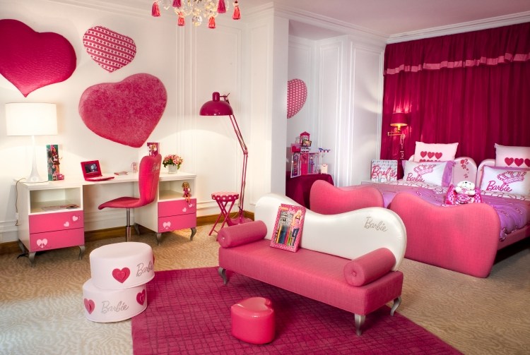 madchenzimmer-gestalten-ideen-themen-barbie-pink-weiss-doppelzimmer
