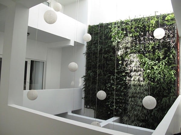 modernes design grüne wand als architekturelement