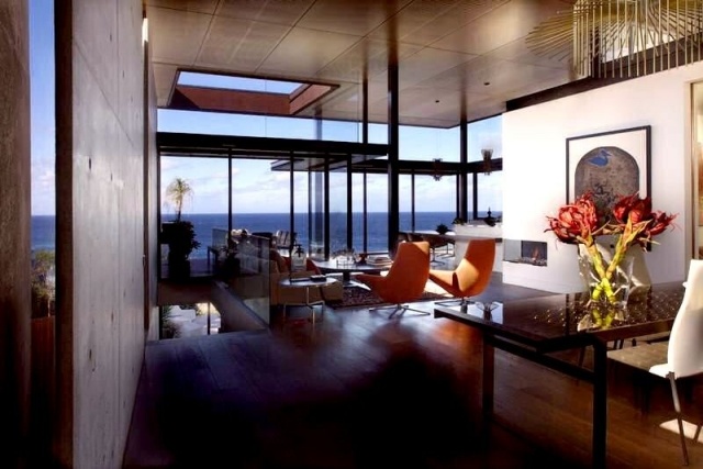 modernes strandhaus glasfront ausblick wohnbereich