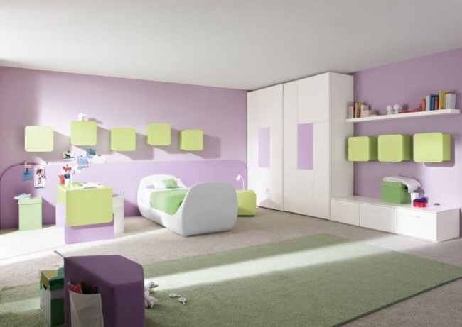 mädchenzimmer einrichten ideen lila hellgrün weiß babystart