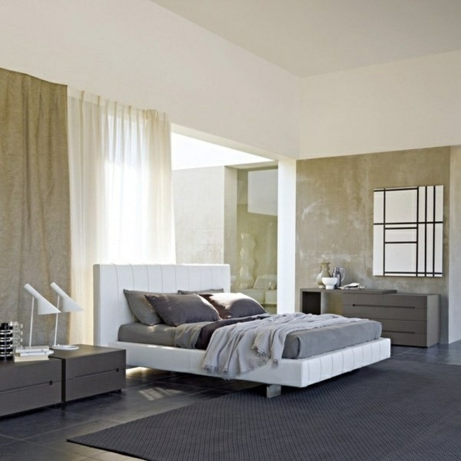 modernes Schlafzimmer einrichten grau weiß